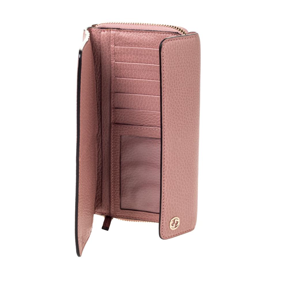 Gucci Pink Leather Interlocking G Continental Wallet 1
