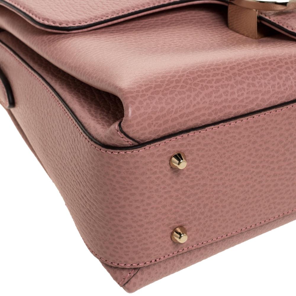Women's Gucci Pink Leather Interlocking GG Top Handle Bag