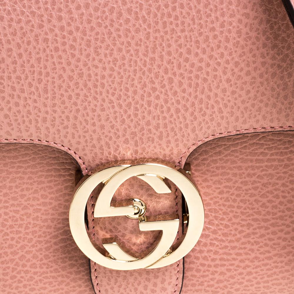 Gucci Pink Leather Interlocking GG Top Handle Bag 2