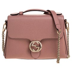 Gucci Pink Leather Interlocking GG Top Handle Bag