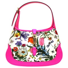 Gucci Jackie Flora Tasche aus rosa Leder