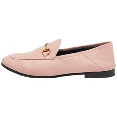 Gucci Pink Leather Jordaan Loafers Size 36