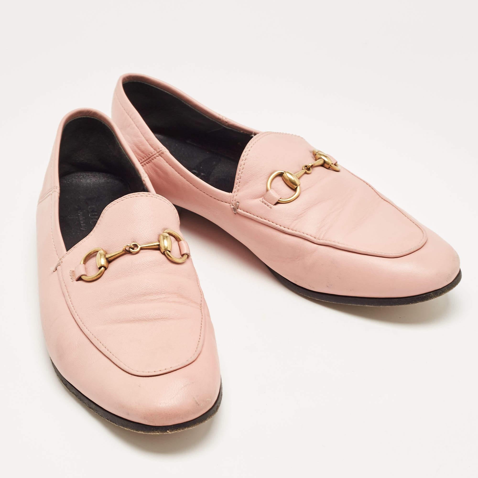 Women's Gucci Pink Leather Jordaan Loafers Size 37