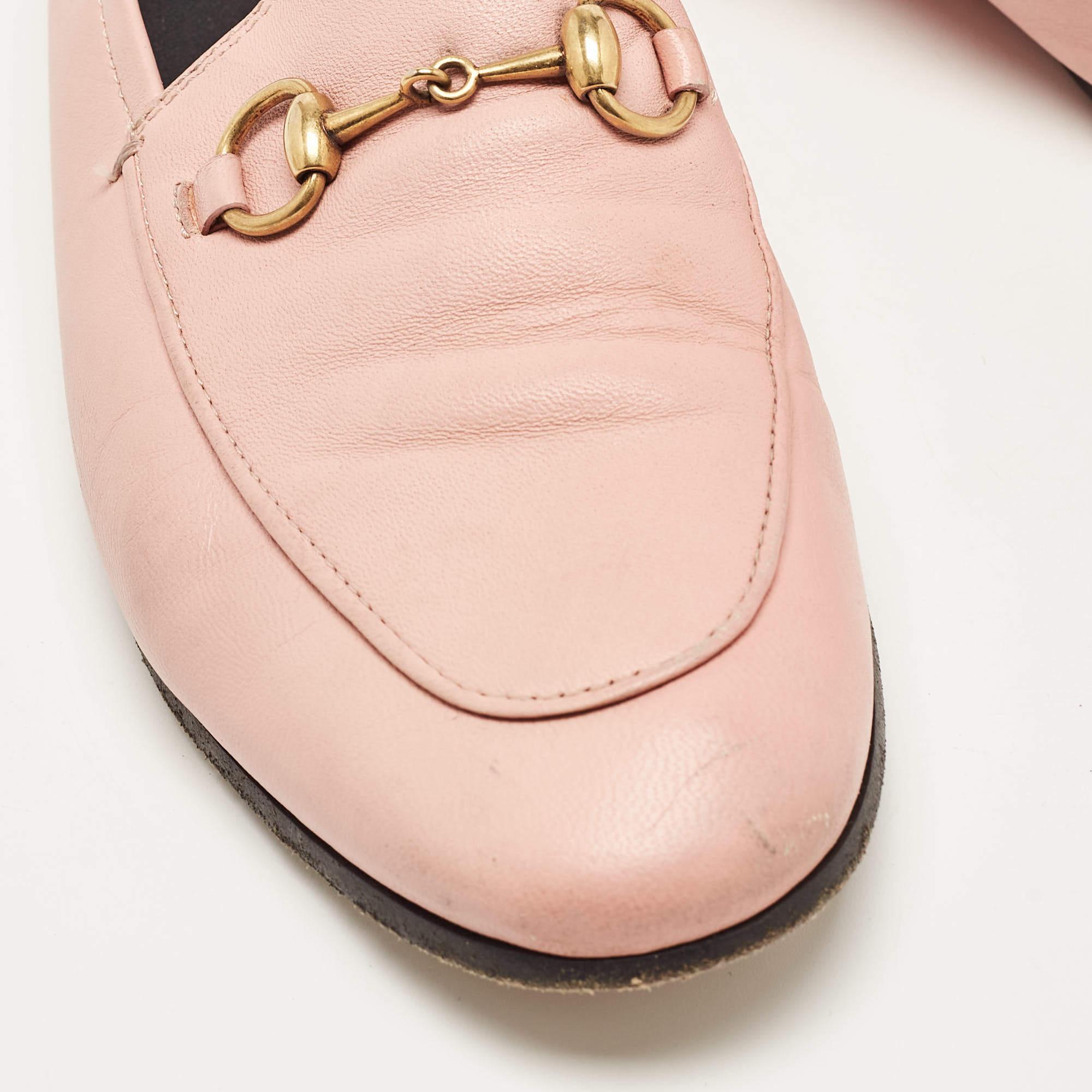 Gucci Pink Leather Jordaan Loafers Size 37 4