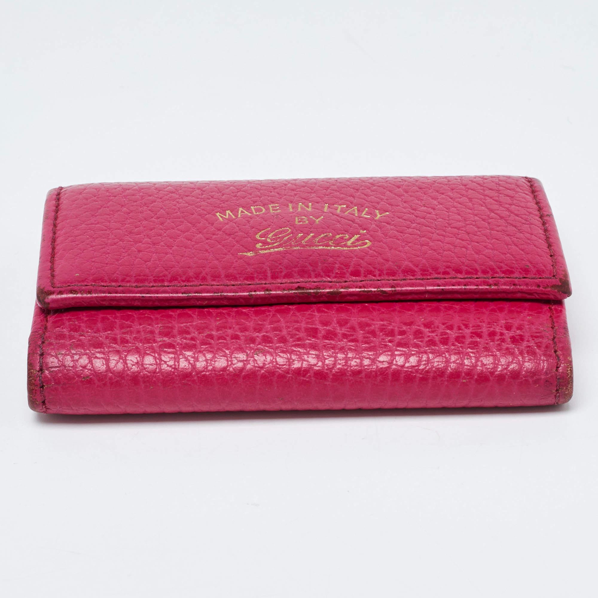 Gucci Pink Leather Key Case For Sale 3
