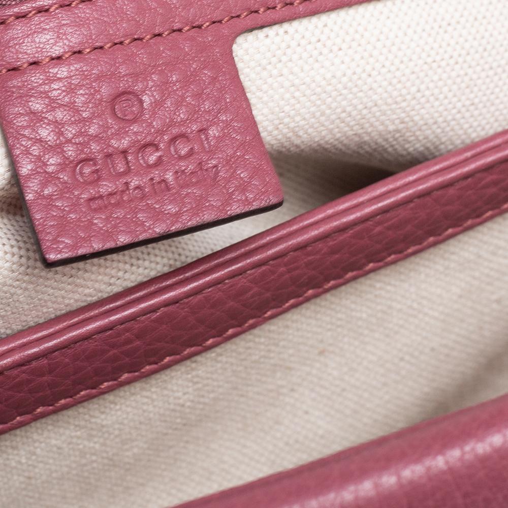 Gucci Pink Leather Large GG Marmont Shoulder Bag 5