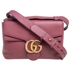 Gucci Pink Leather Large GG Marmont Shoulder Bag