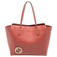 Gucci Pink Leather Large Interlocking G Swing Tote