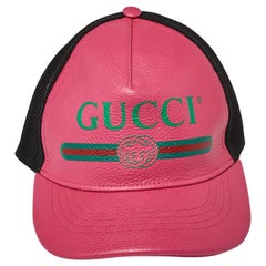 Gucci Pink Leather Logo Baseball Cap S