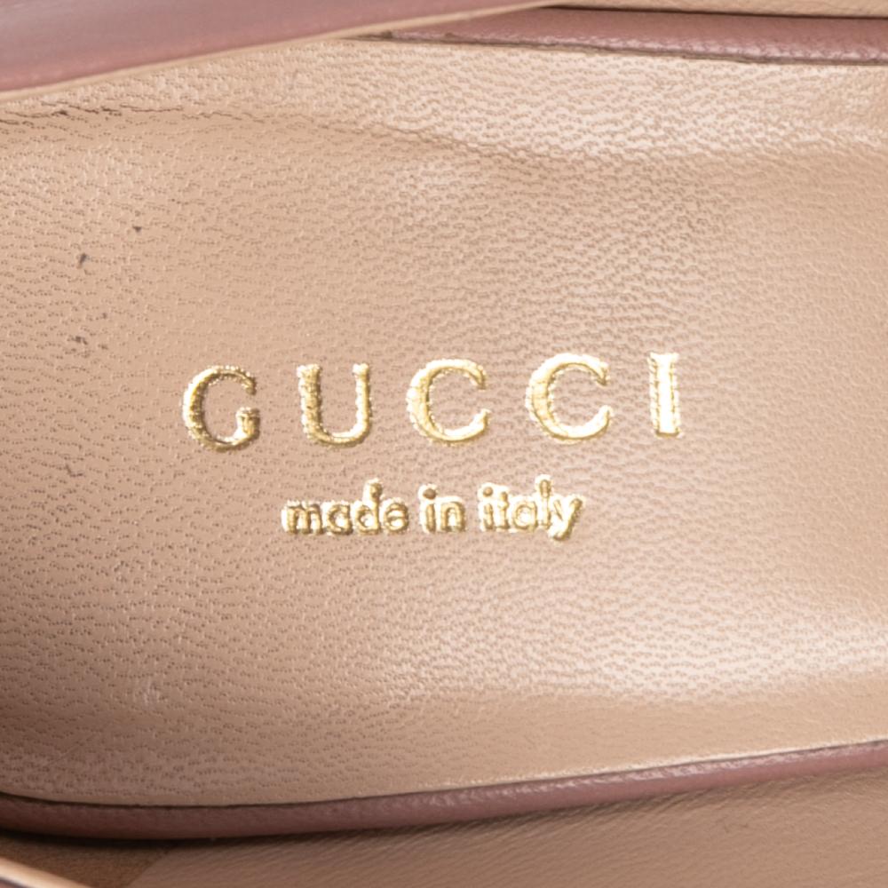 Women's Gucci Pink Leather Malaga Kid Horsebit Pumps Size 36