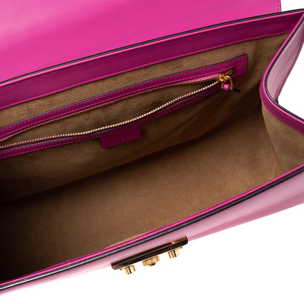 Gucci Pink Leather Medium Padlock Top Handle Bag 3