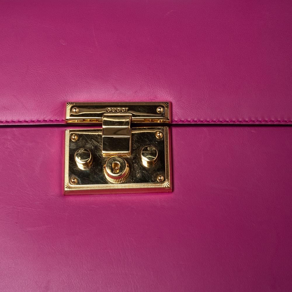 Gucci Pink Leather Medium Padlock Top Handle Bag 5