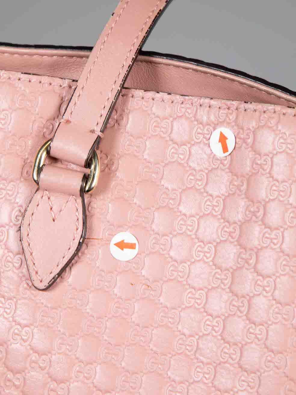 Gucci Pink Leather Microguccissima Medium Bree Tote For Sale 3