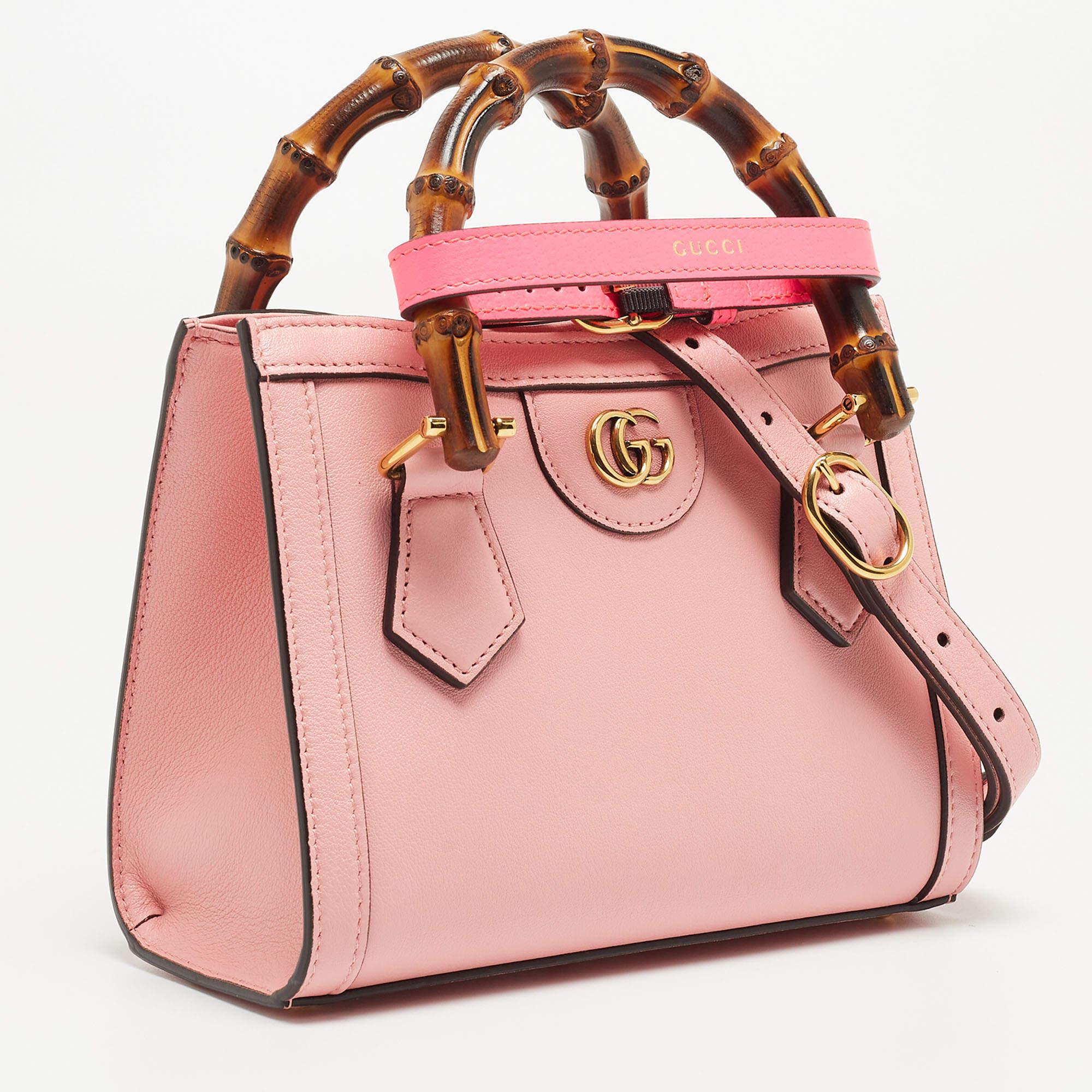 Women's Gucci Pink Leather Mini Diana Tote