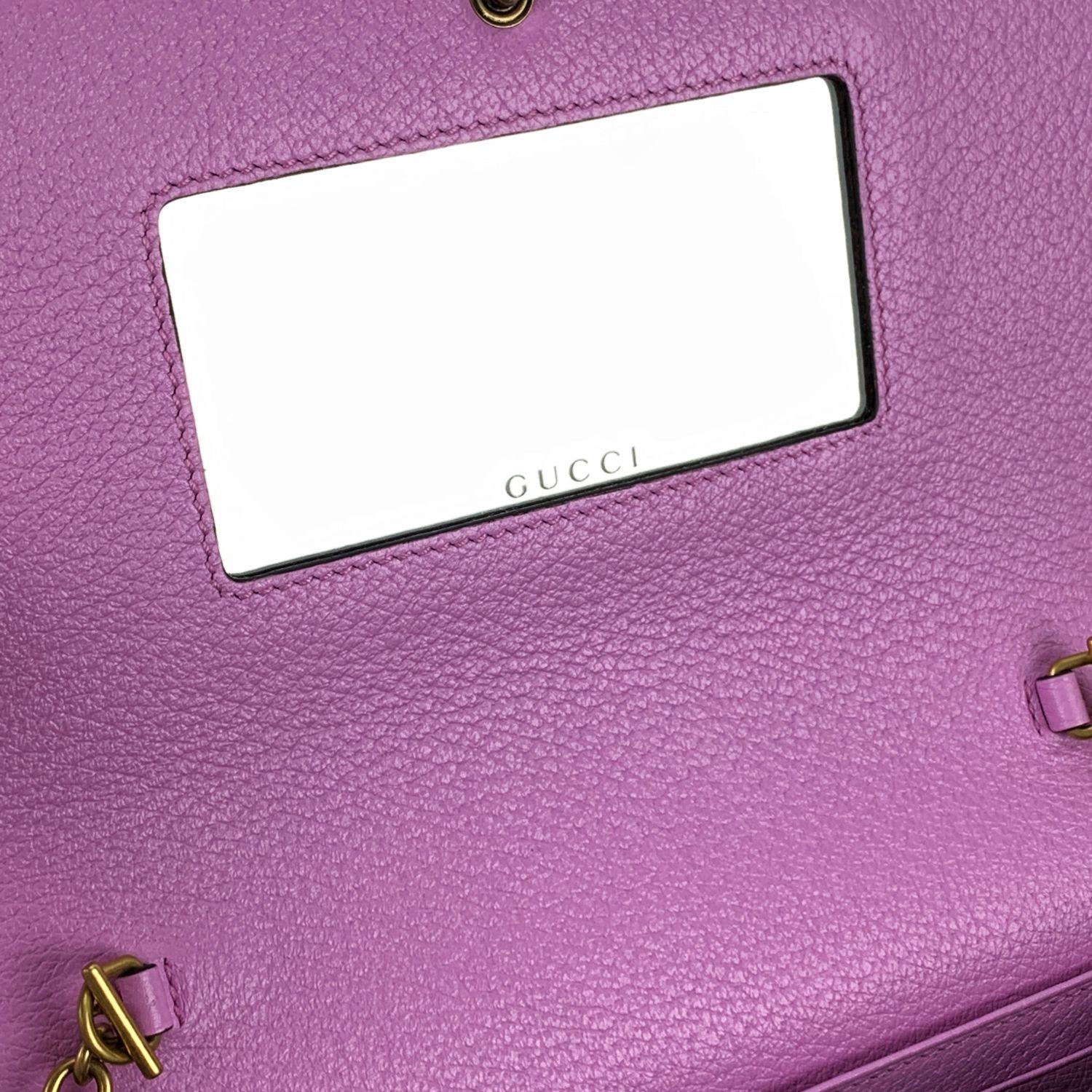 Gucci Pink Leather Mini Double G Crystals WOC Wallet on Chain In New Condition In Rome, Rome