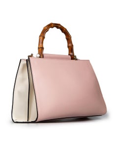 Gucci Pink Leather Nymphaea Bamboo Top-Handle Bag