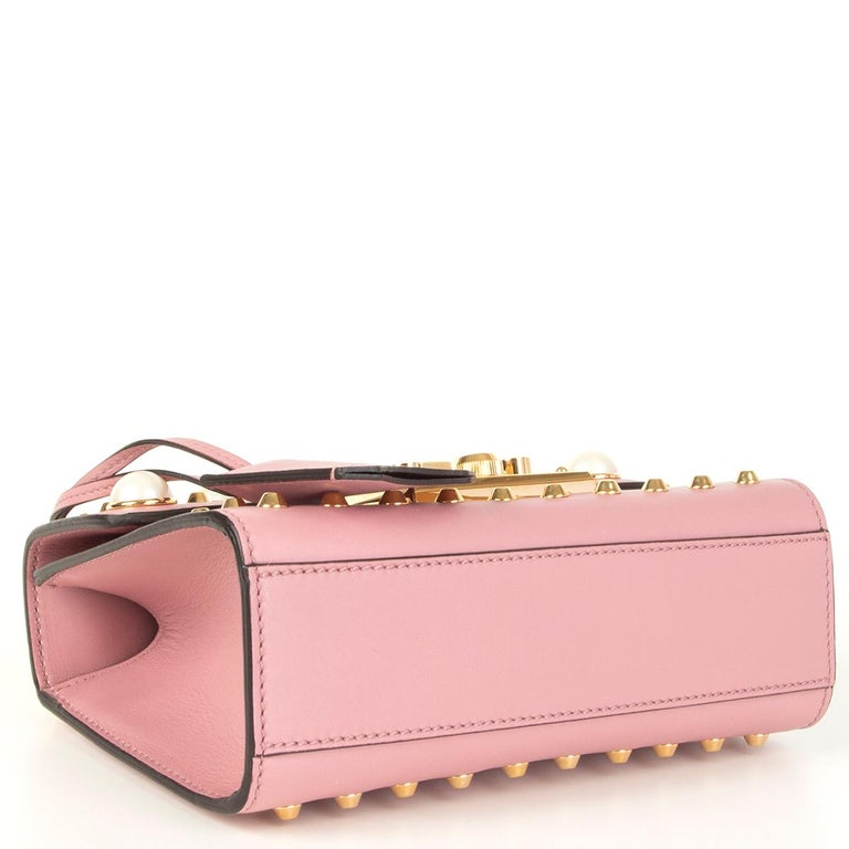 GUCCI pink leather PADLOCK SMALL PEARL STUDDED Shoulder Bag at 1stDibs
