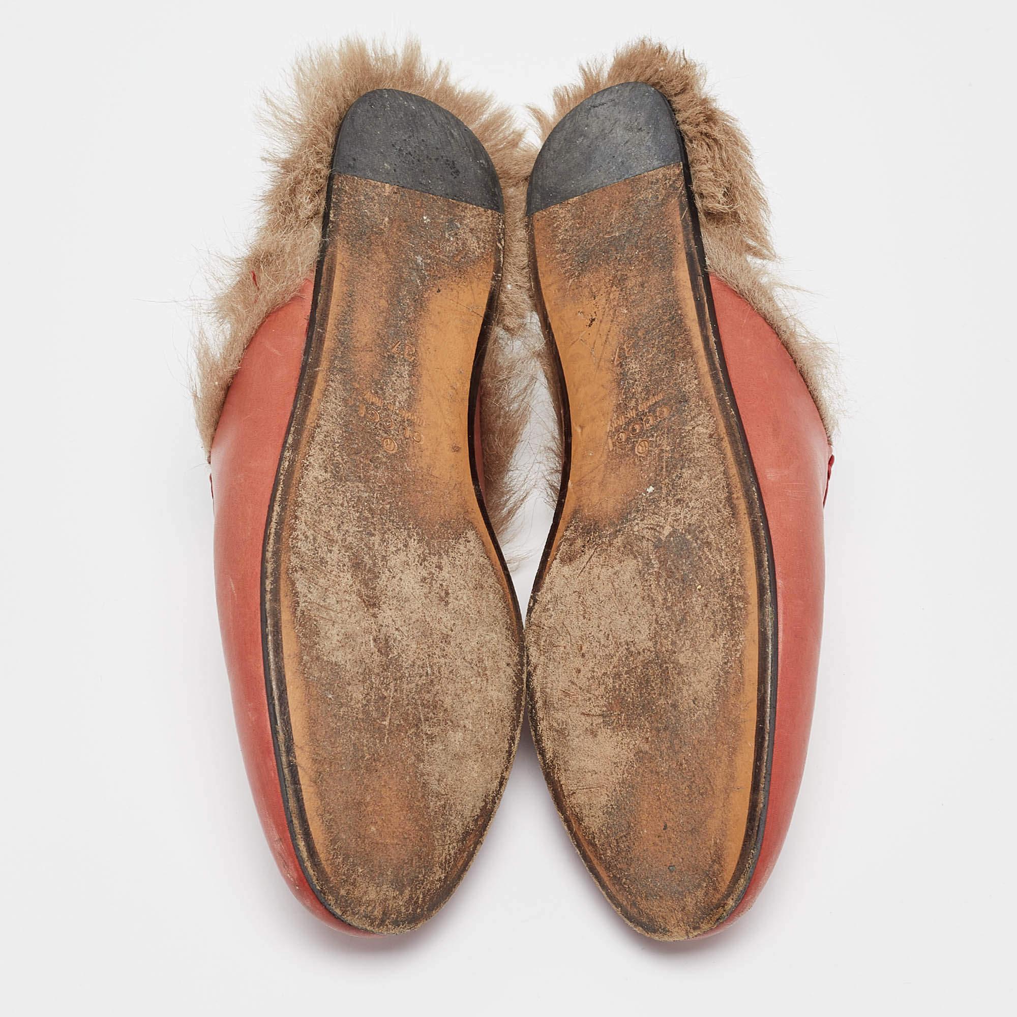 Gucci Pink Leather Princetown Flat Mules Size 37 1