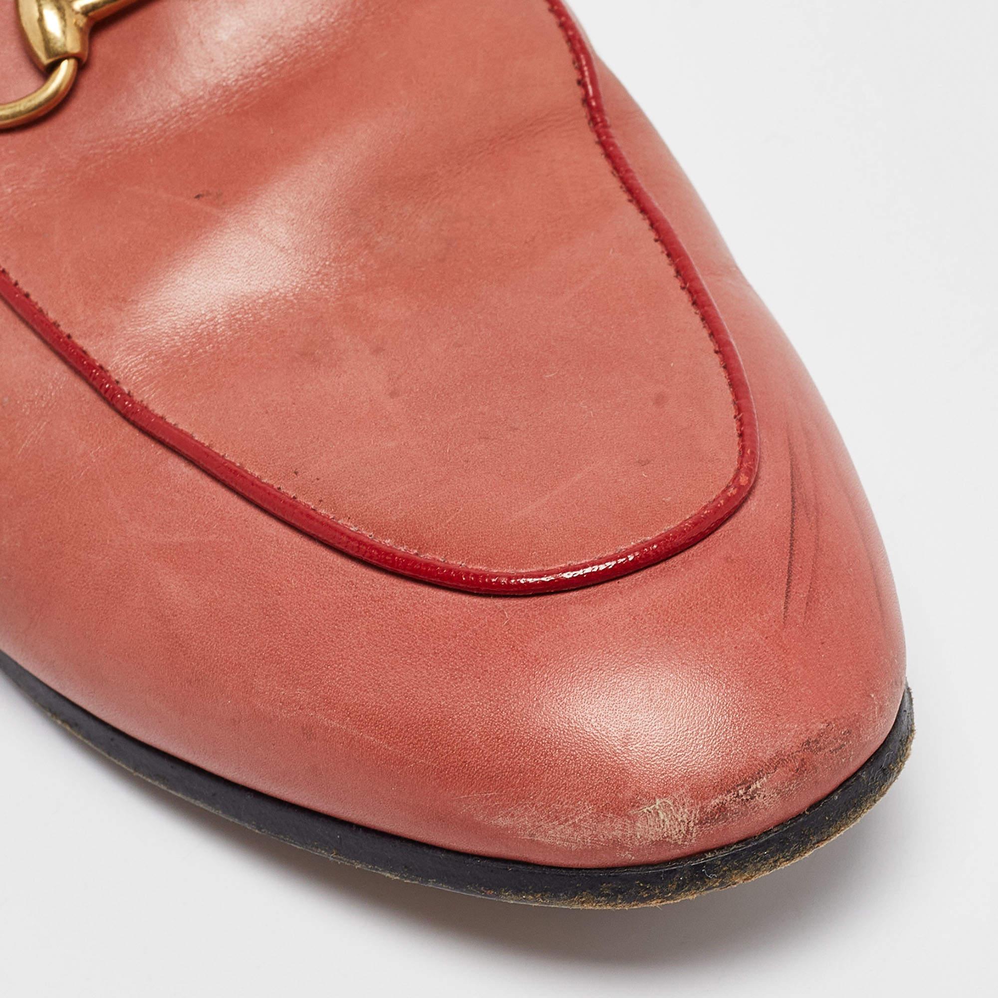 Gucci Pink Leather Princetown Flat Mules Size 37 2