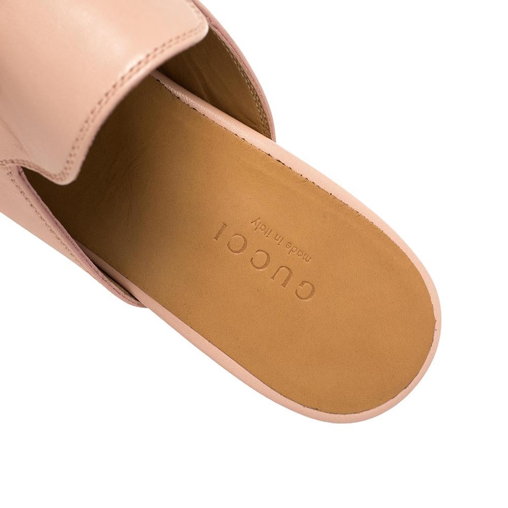 Beige Gucci Pink Leather Princetown Slide Mules Size 37