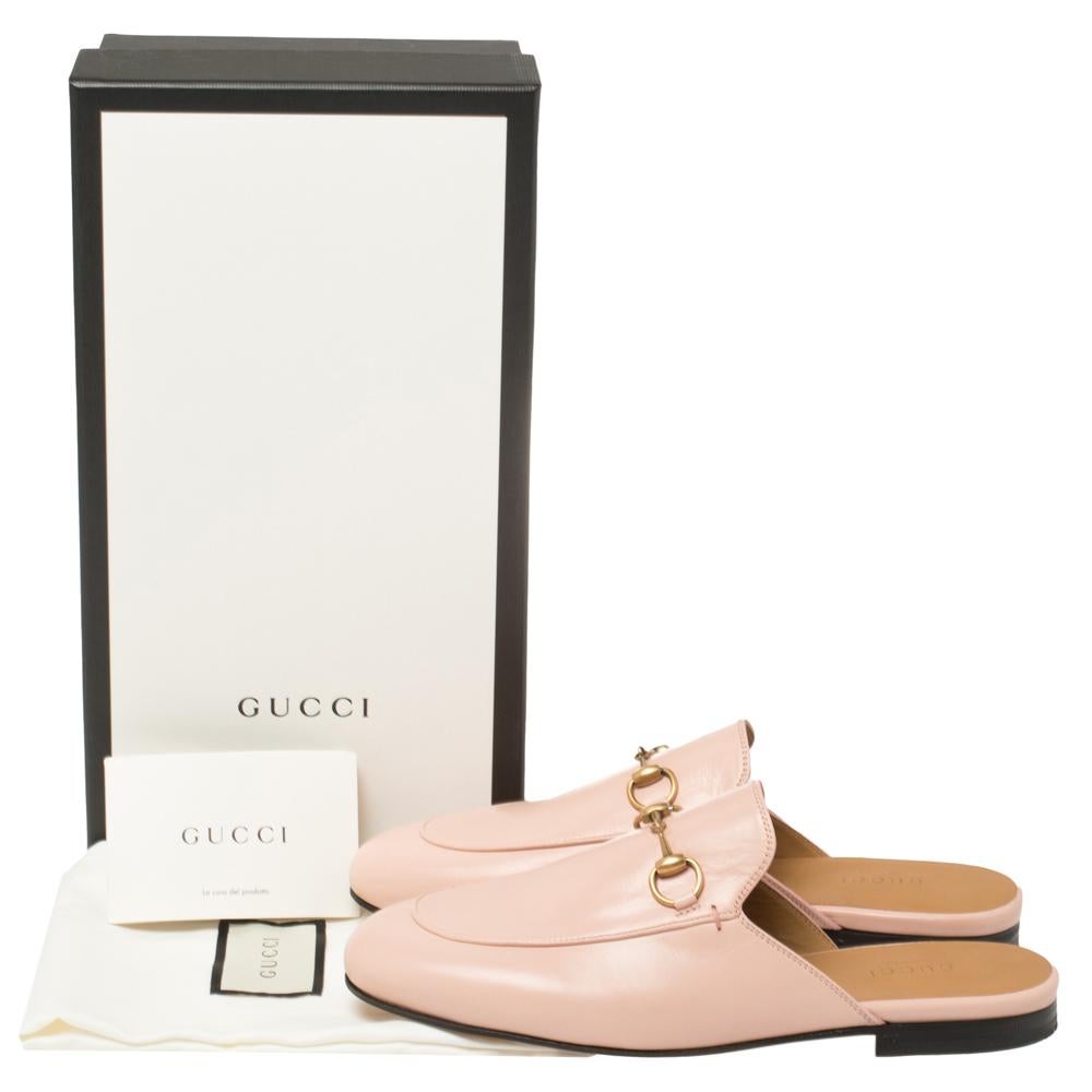 Women's Gucci Pink Leather Princetown Slide Mules Size 37