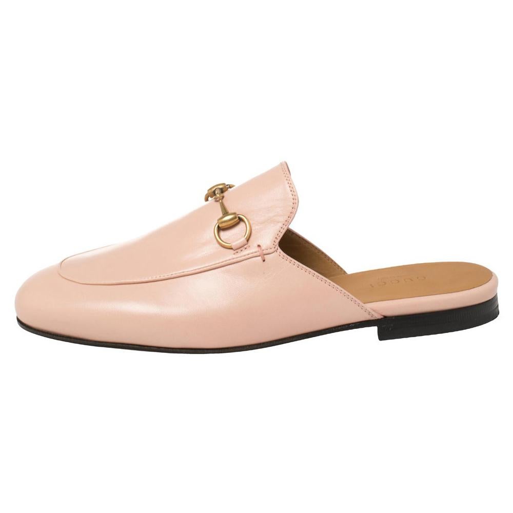 Gucci Pink Leather Princetown Slide Mules Size 37 at 1stDibs | pink ...