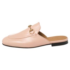 Gucci Pink Leather Princetown Slide Mules Size 37