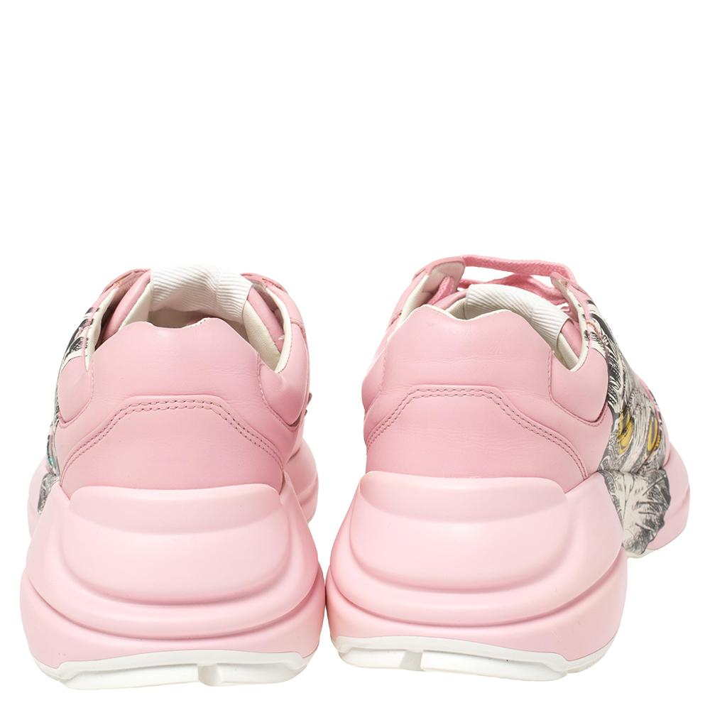 Gucci Rosa Leder Rhyton Mystic Cat Turnschuhe Größe 37 (Beige)