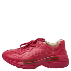 Gucci Pink Leather Rhyton Vintage Logo Platform Sneakers Size 41