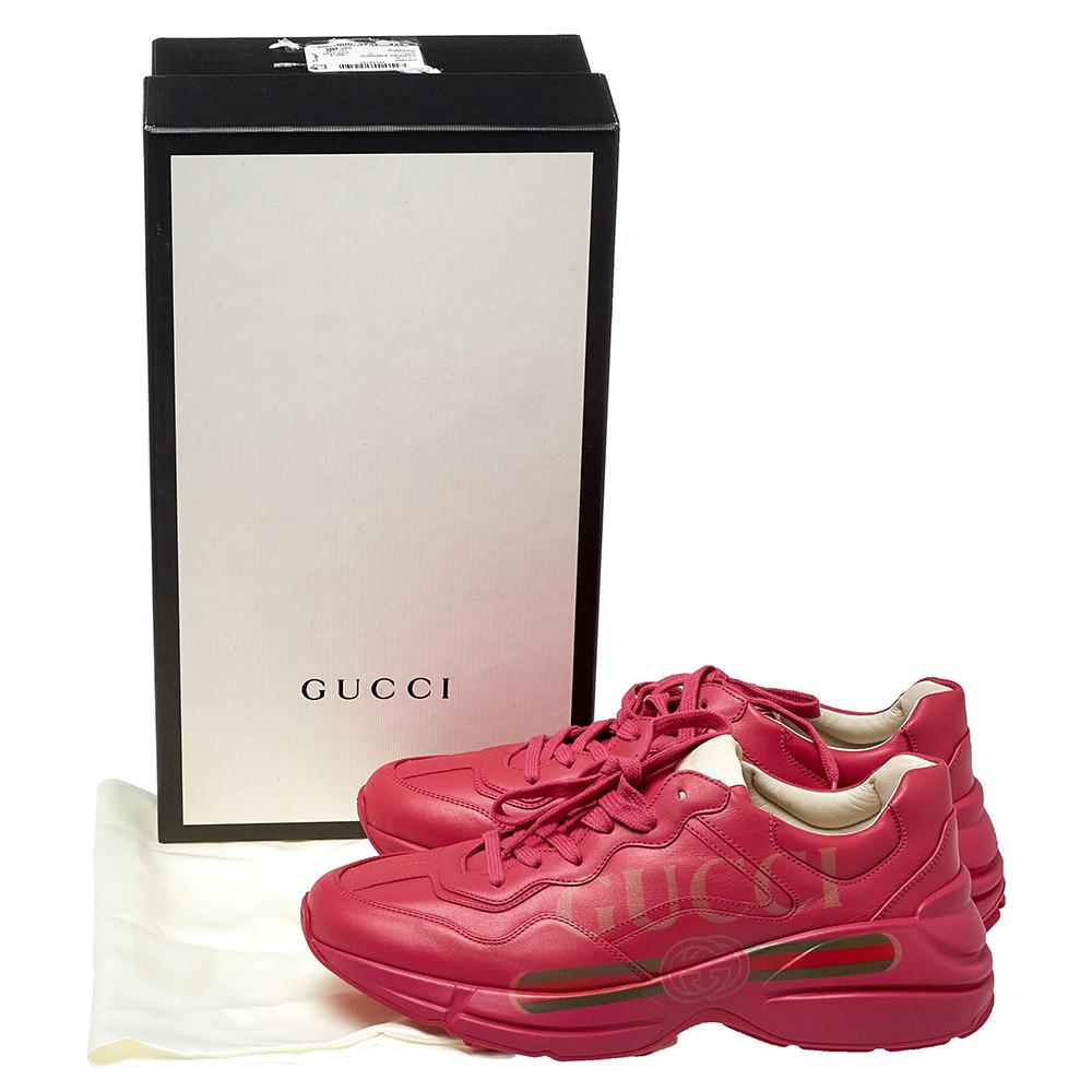 Women's Gucci Pink Leather Rhyton Vintage Logo Platform Sneakers Size 41