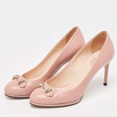 Gucci Pink Leather Round toe Horsebit Platform Pumps Size 36