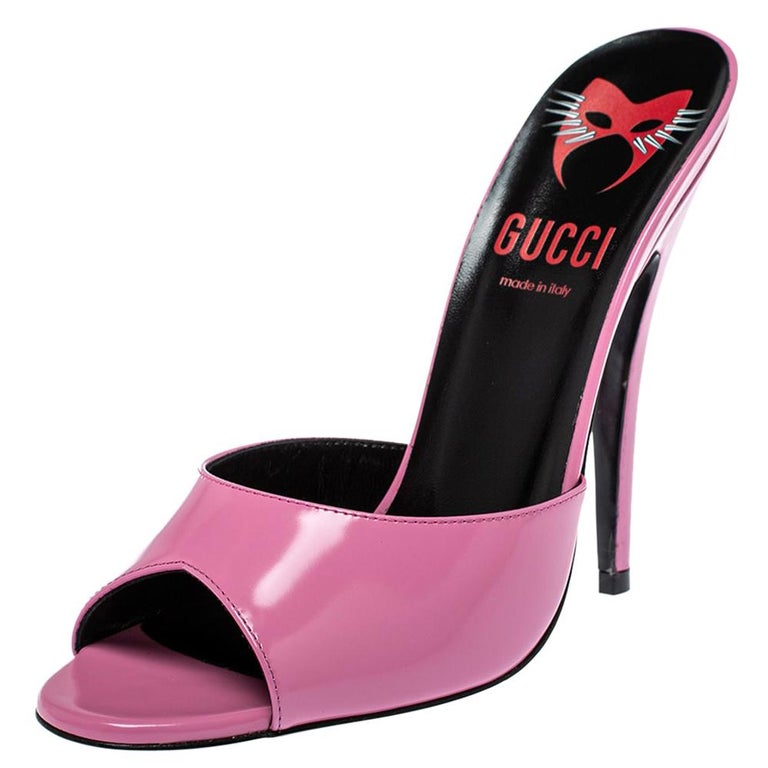 Gucci Pink Leather Scarlet Slide Sandals Size 39 at 1stDibs