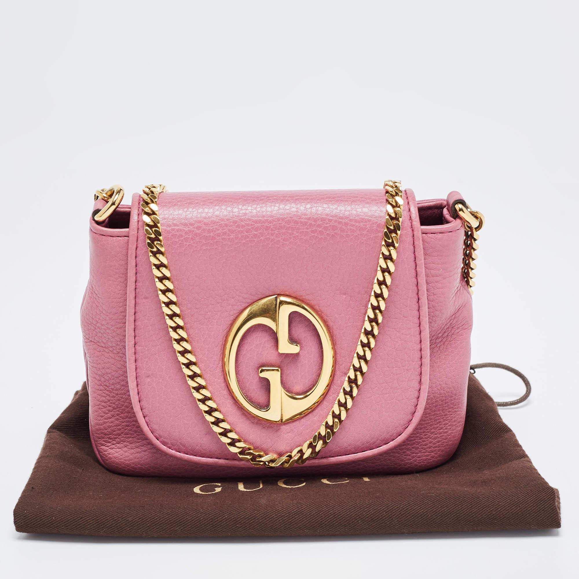 Gucci Pink Leather Small 1973 Chain Crossbody Bag 11