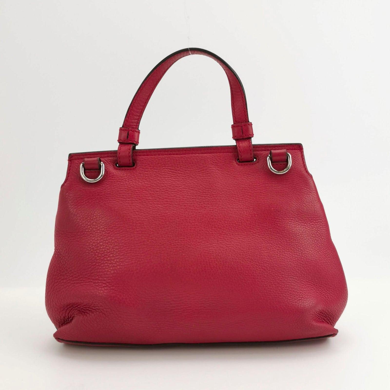 Women's Gucci Pink Leather Small Bamboo Daily Top Handle Bag