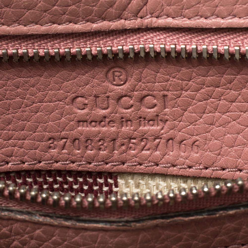 Women's Gucci Pink Leather Small Bamboo Daily Top Handle Bag