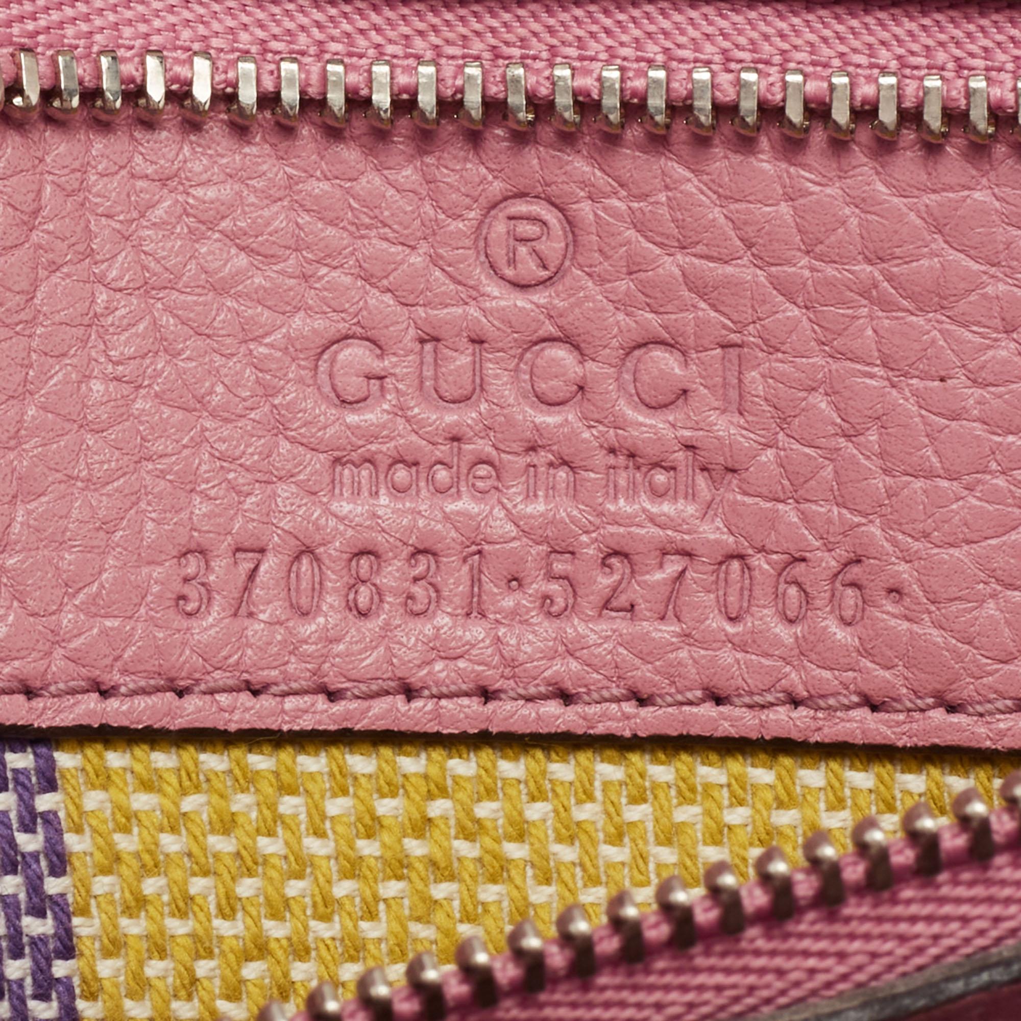 Gucci Pink Leather Small Bamboo Daily Top Handle Bag In Good Condition In Dubai, Al Qouz 2