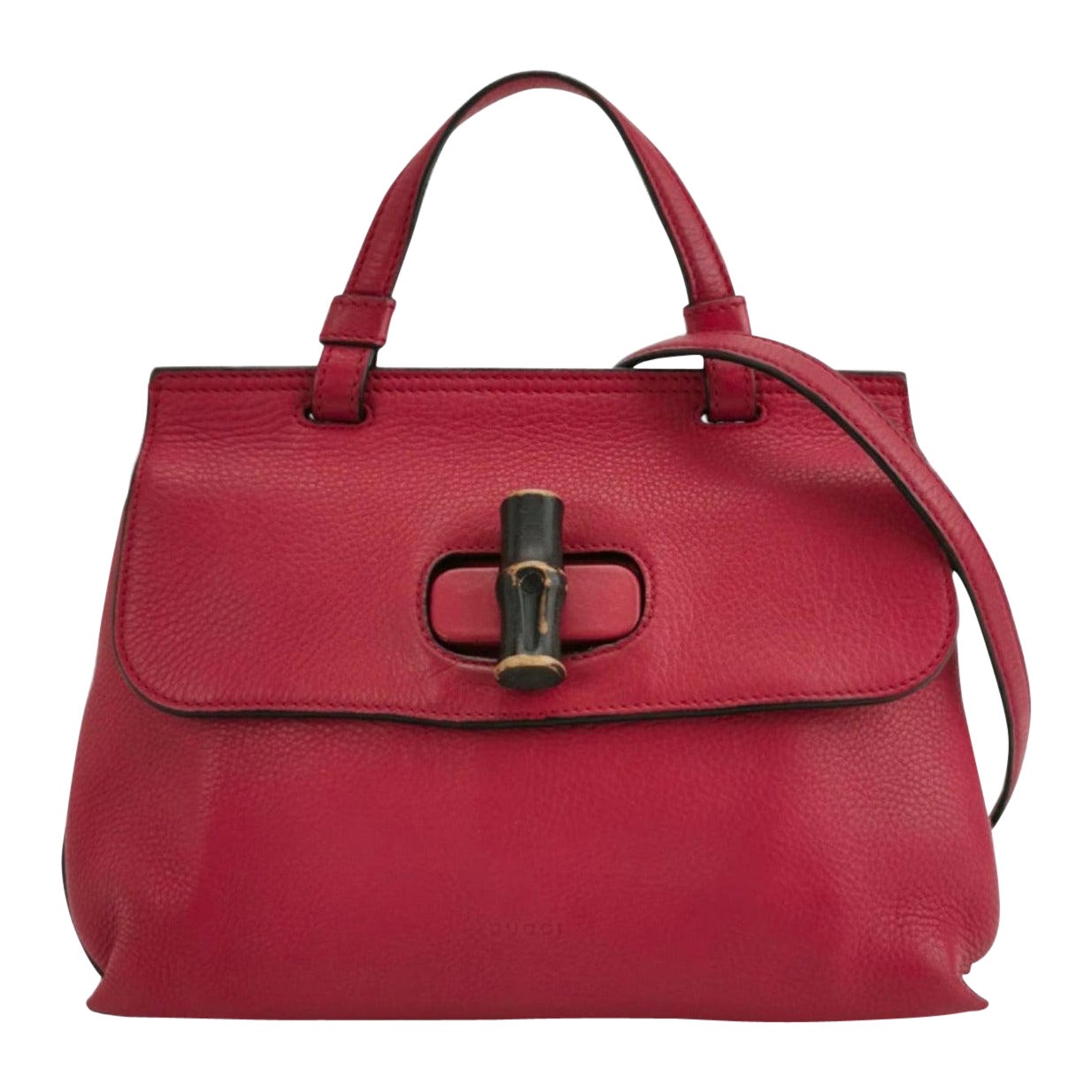 Gucci Pink Leather Small Bamboo Daily Top Handle Bag