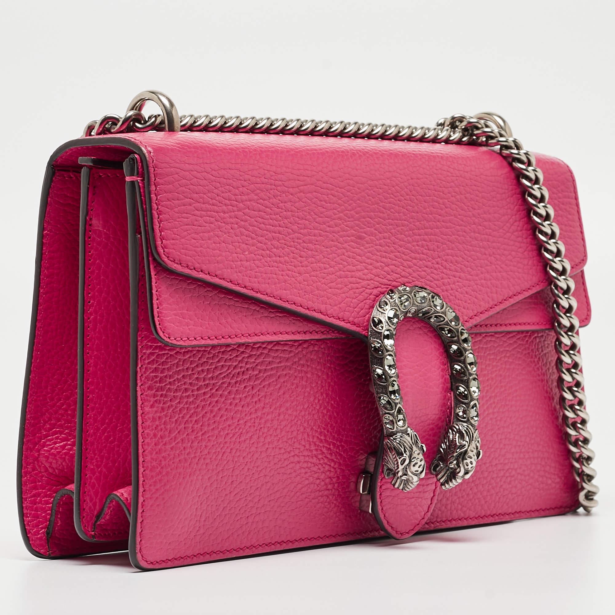 Gucci Pink Leather Small Dionysus Crystals Shoulder Bag 12