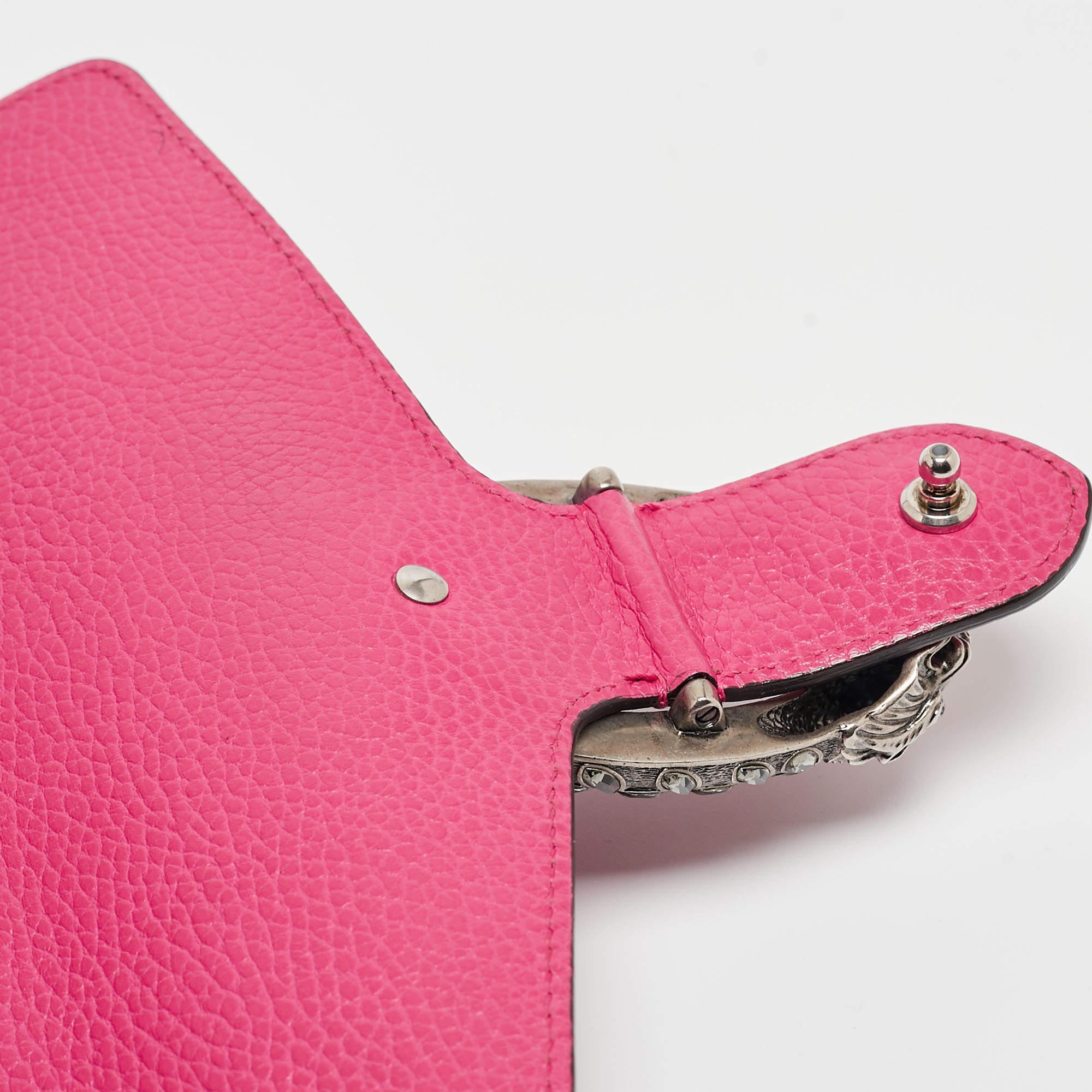 Gucci Pink Leather Small Dionysus Crystals Shoulder Bag In Good Condition In Dubai, Al Qouz 2