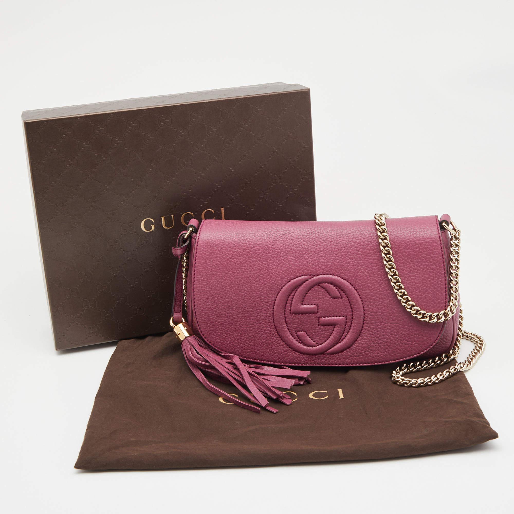 Gucci Pink Leather Soho Chain Crossbody Bag 6