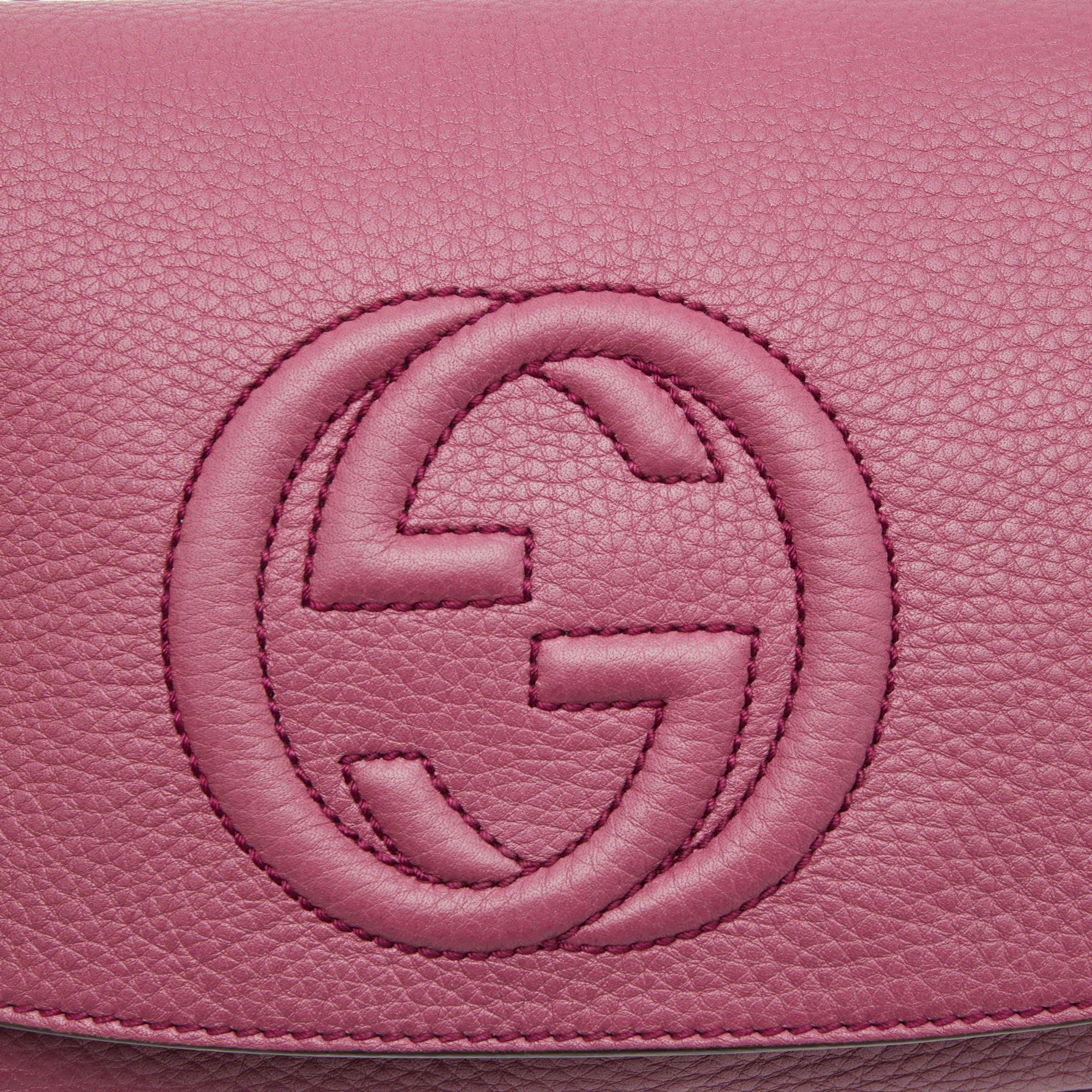 Gucci Pink Leather Soho Chain Crossbody Bag 2