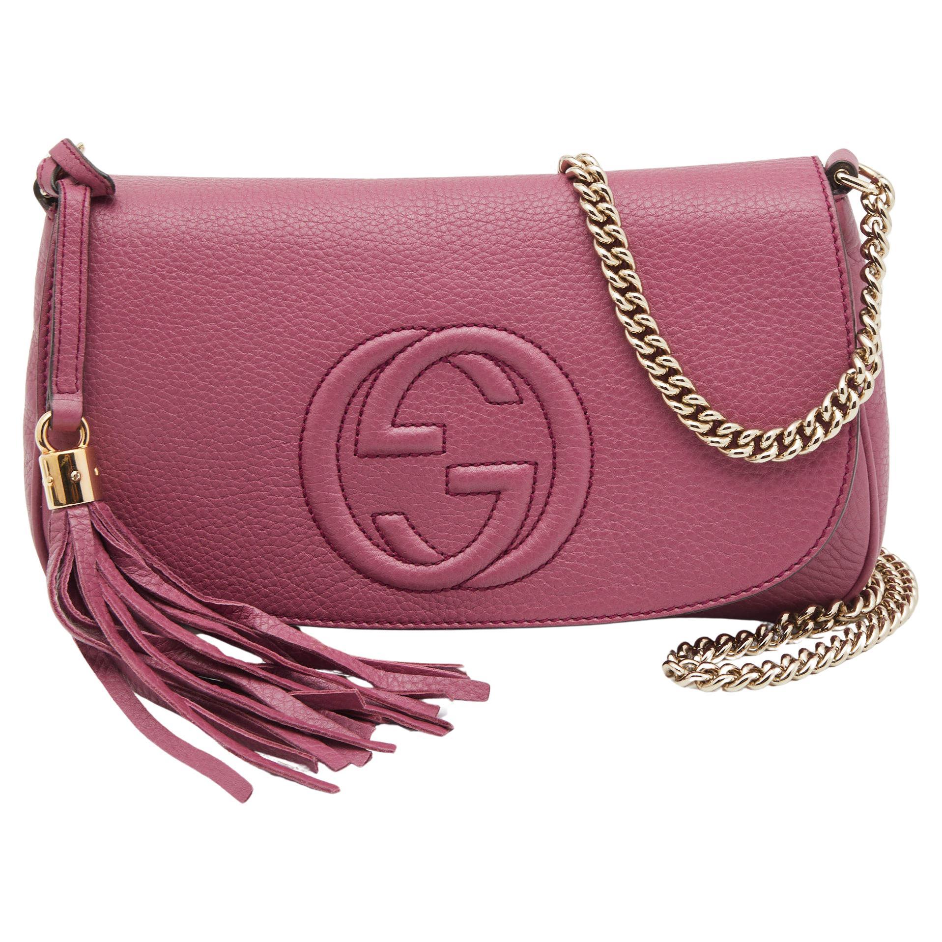 Gucci Pink Leather Soho Chain Crossbody Bag