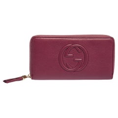 Gucci Pink Leather Soho Zip Around Wallet