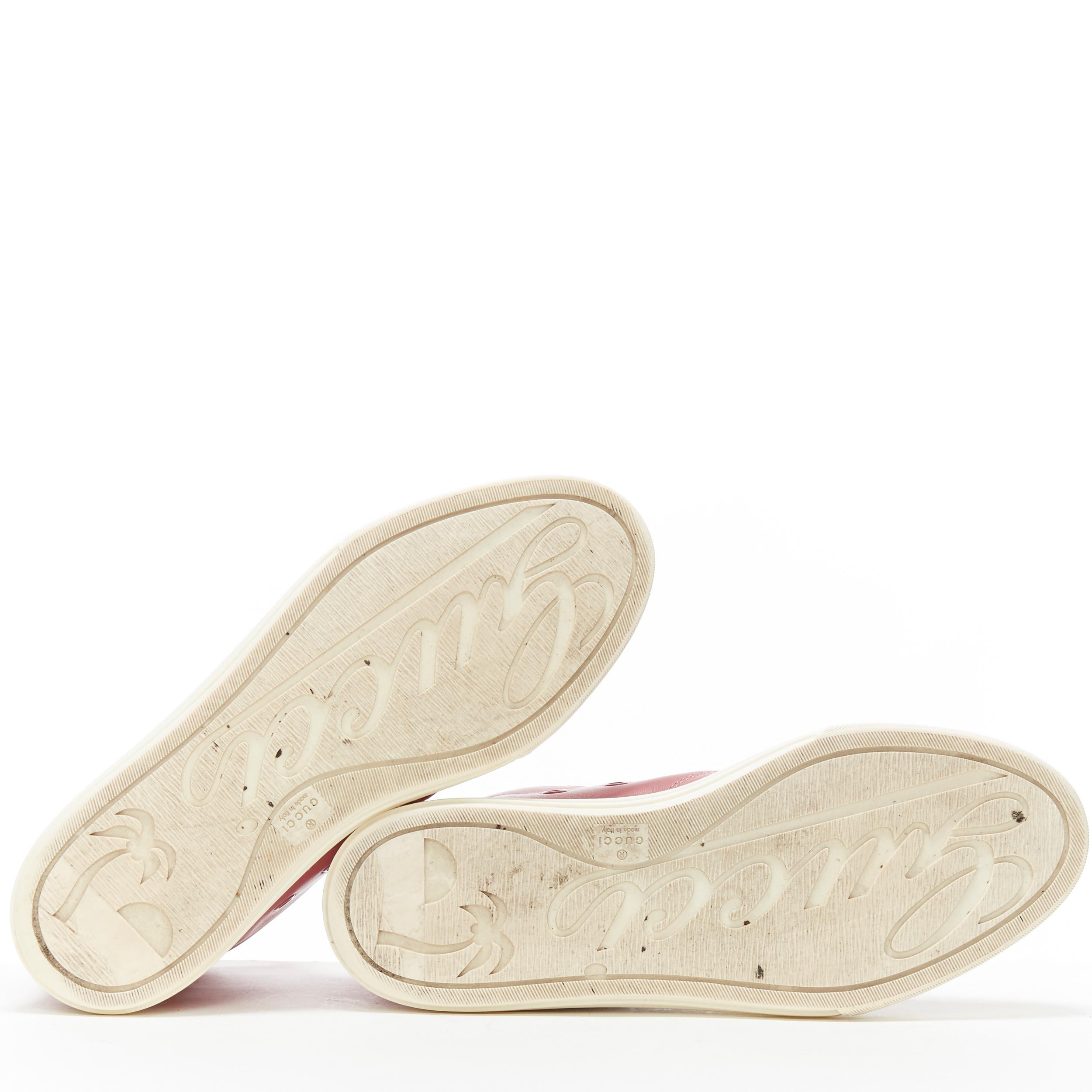 Beige GUCCI pink leather studded toe cap high top casual sneakesr EU36.5