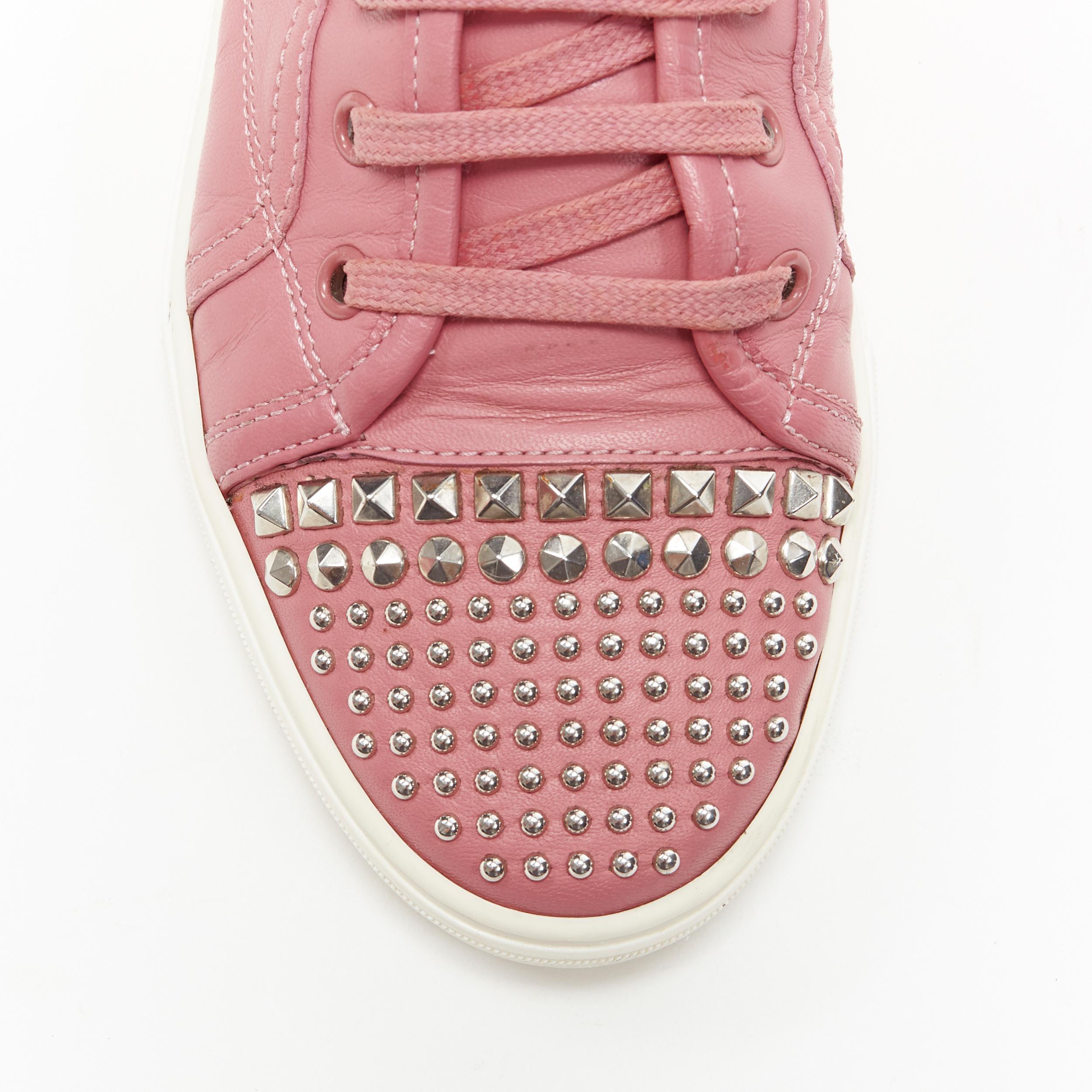 GUCCI pink leather studded toe cap high top casual sneakesr EU36.5 In Fair Condition In Hong Kong, NT