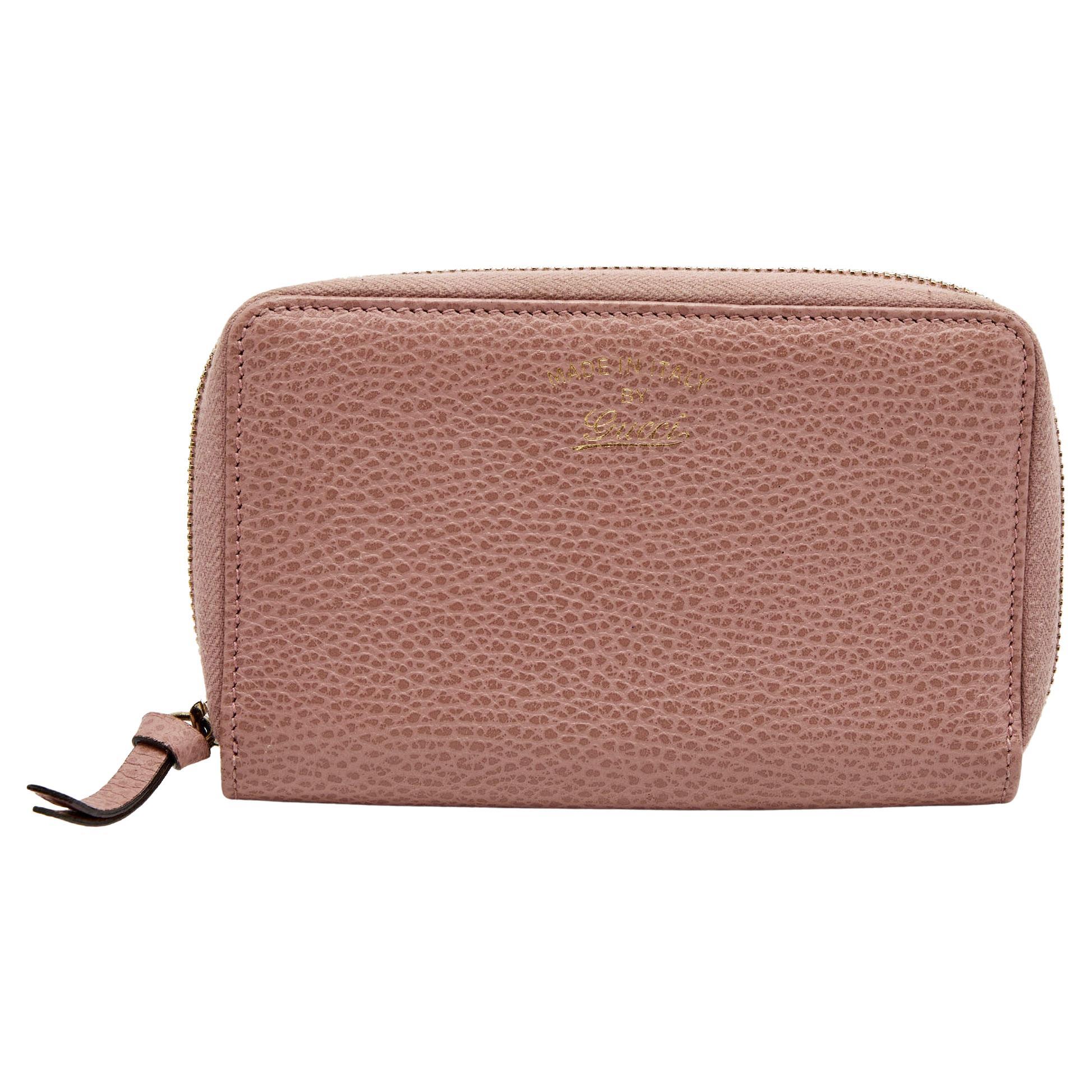 Gucci Pink Leather Swing Zip Around Wallet