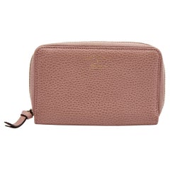 Gucci Pink Leather Swing Zip Around Wallet