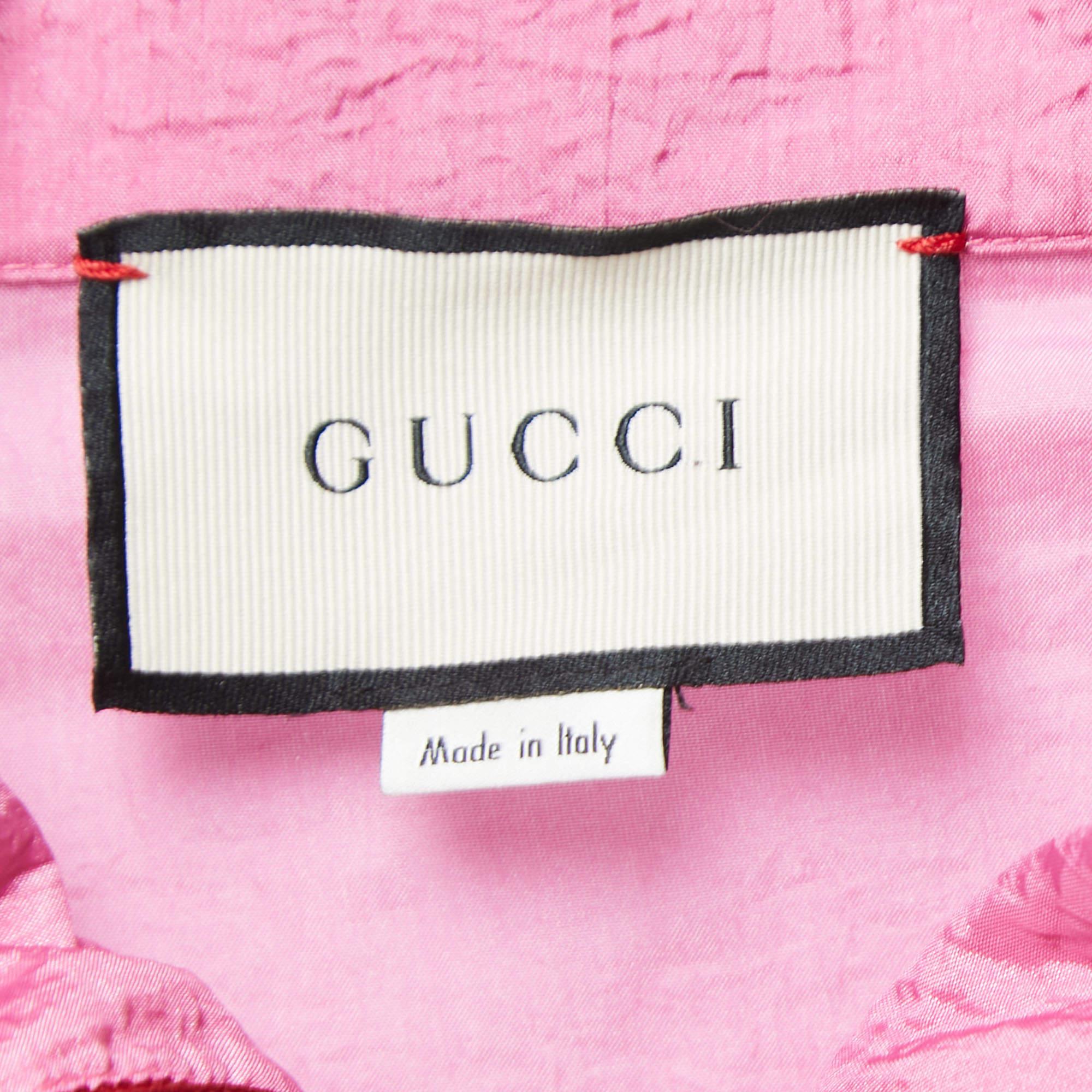 Gucci Pink Logo Colorblock Web Striped Bomber Jacket M 1