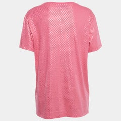 Gucci Pink Logo Printed Cotton Oversized T-Shirt S