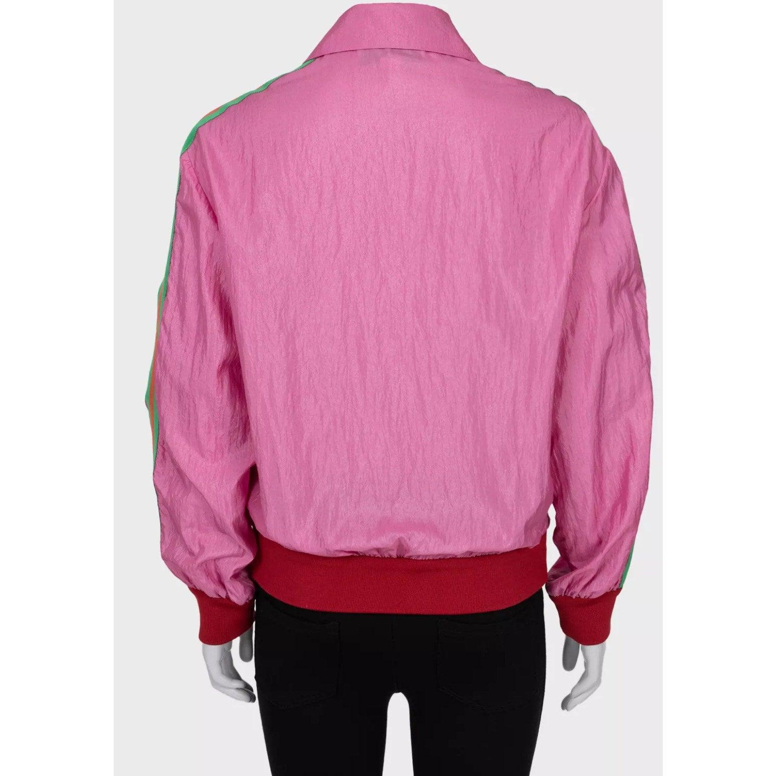 Gucci Pink Logo Windbreaker Jacket - Size XS - 2018 In Excellent Condition For Sale In Krakow, PL